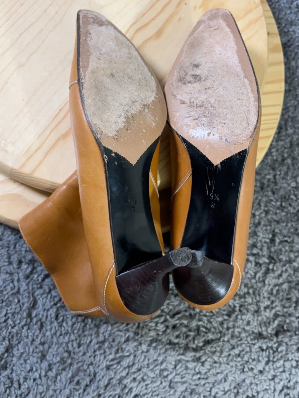 Cole Haan Country Boots Womens 9.5 Brown Leather Kitten Heel Pointed Toe Italy - Picture 9 of 9